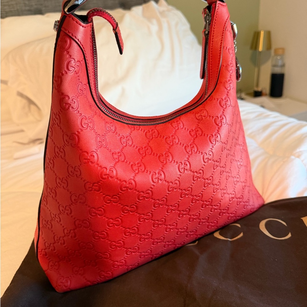 Gucci GG Guccissima Red Shoulder Bag